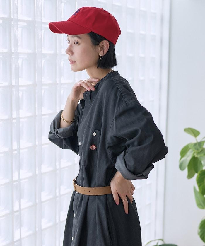 Tencel denim 無領 襯衫連衣裙