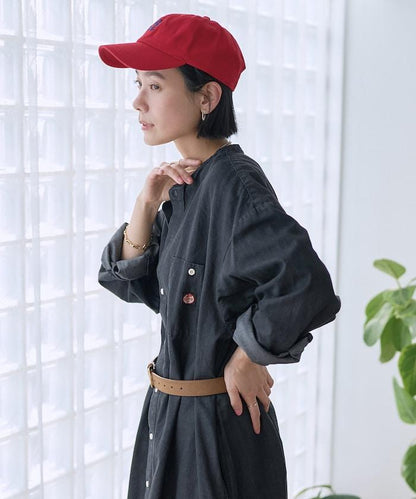 Tencel denim 無領 襯衫連衣裙