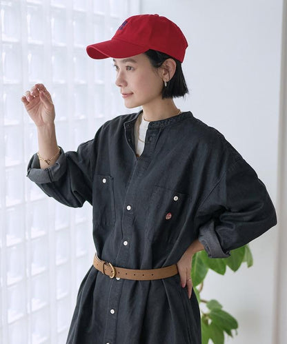 Tencel denim 無領 襯衫連衣裙