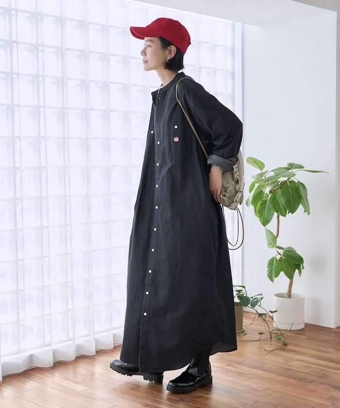 Tencel denim 無領 襯衫連衣裙