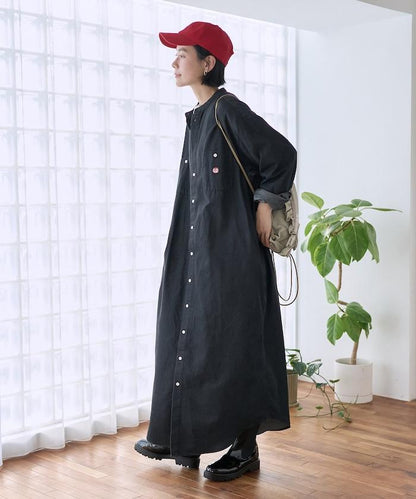 Tencel denim 無領 襯衫連衣裙