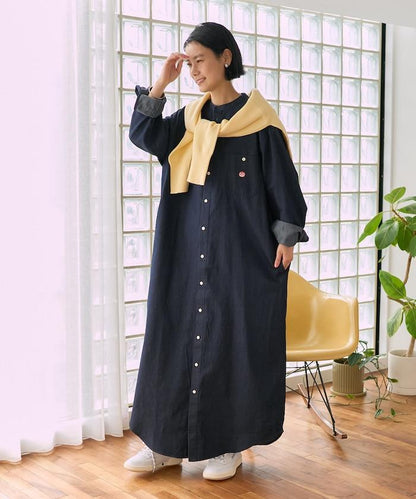 Tencel denim 無領 襯衫連衣裙