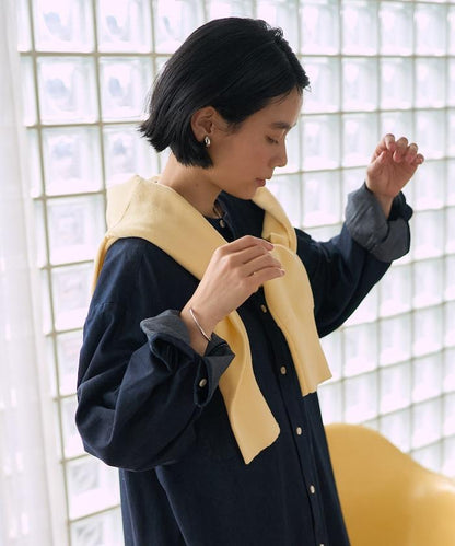 Tencel denim 無領 襯衫連衣裙