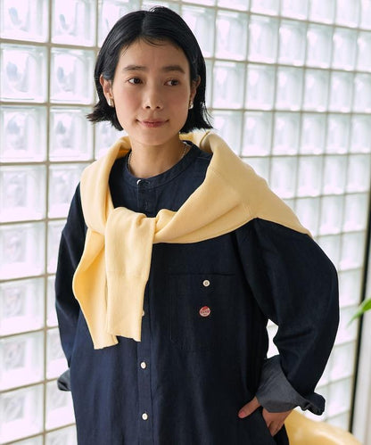 Tencel denim 無領 襯衫連衣裙