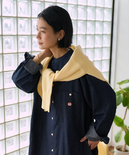 Tencel denim 無領 襯衫連衣裙