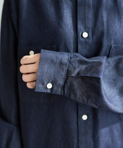 Tencel denim 無領 襯衫連衣裙