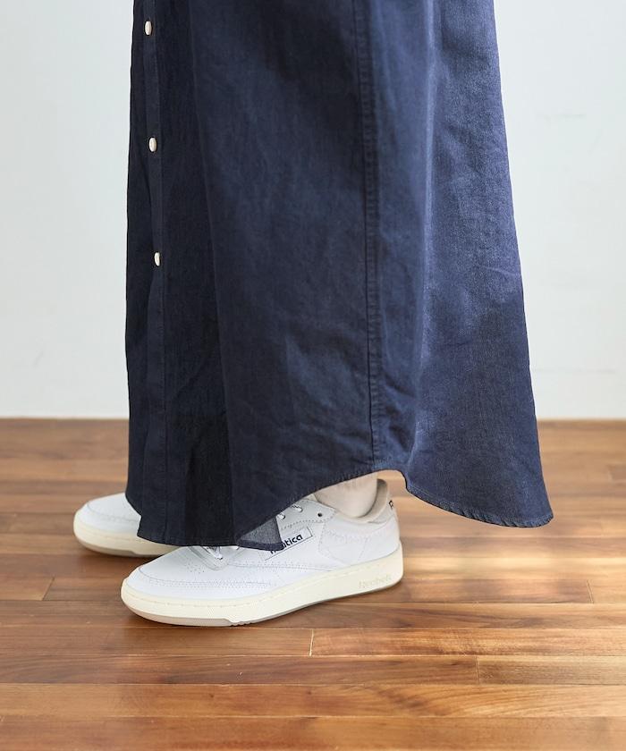 Tencel denim 無領 襯衫連衣裙