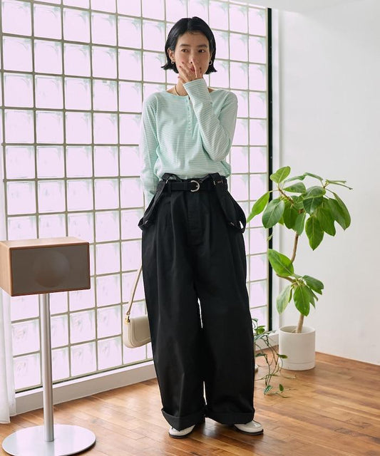 吊帶款 寬鬆版 雙褶 斜紋 褲子（可成套搭配）