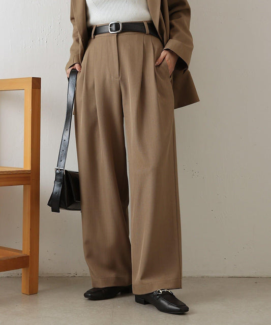 可搭配套裝 修飾腿型 雙褶 闊腿褲