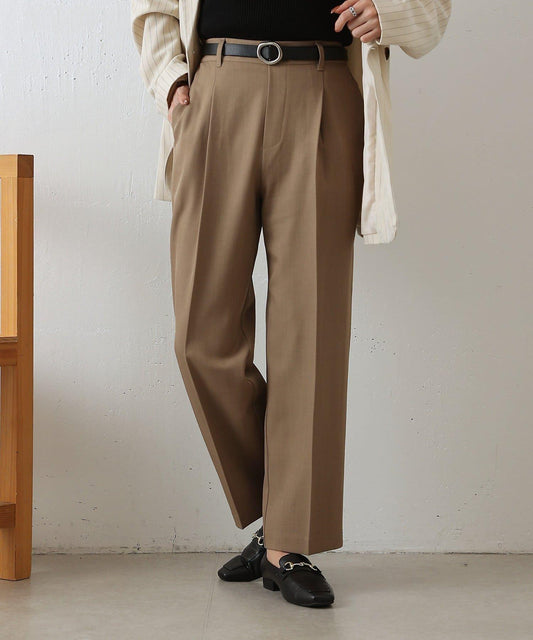 可搭配套裝 修飾腿型 中心壓褶 錐形褲