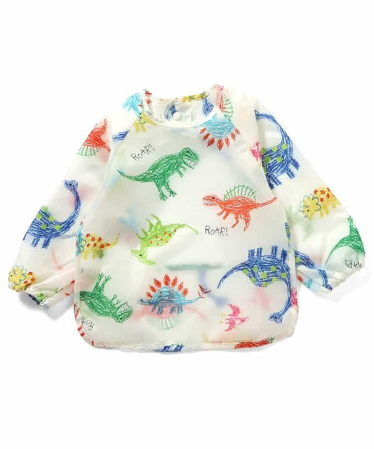 蠟筆手繪恐龍圖案防汙繪畫圍裙