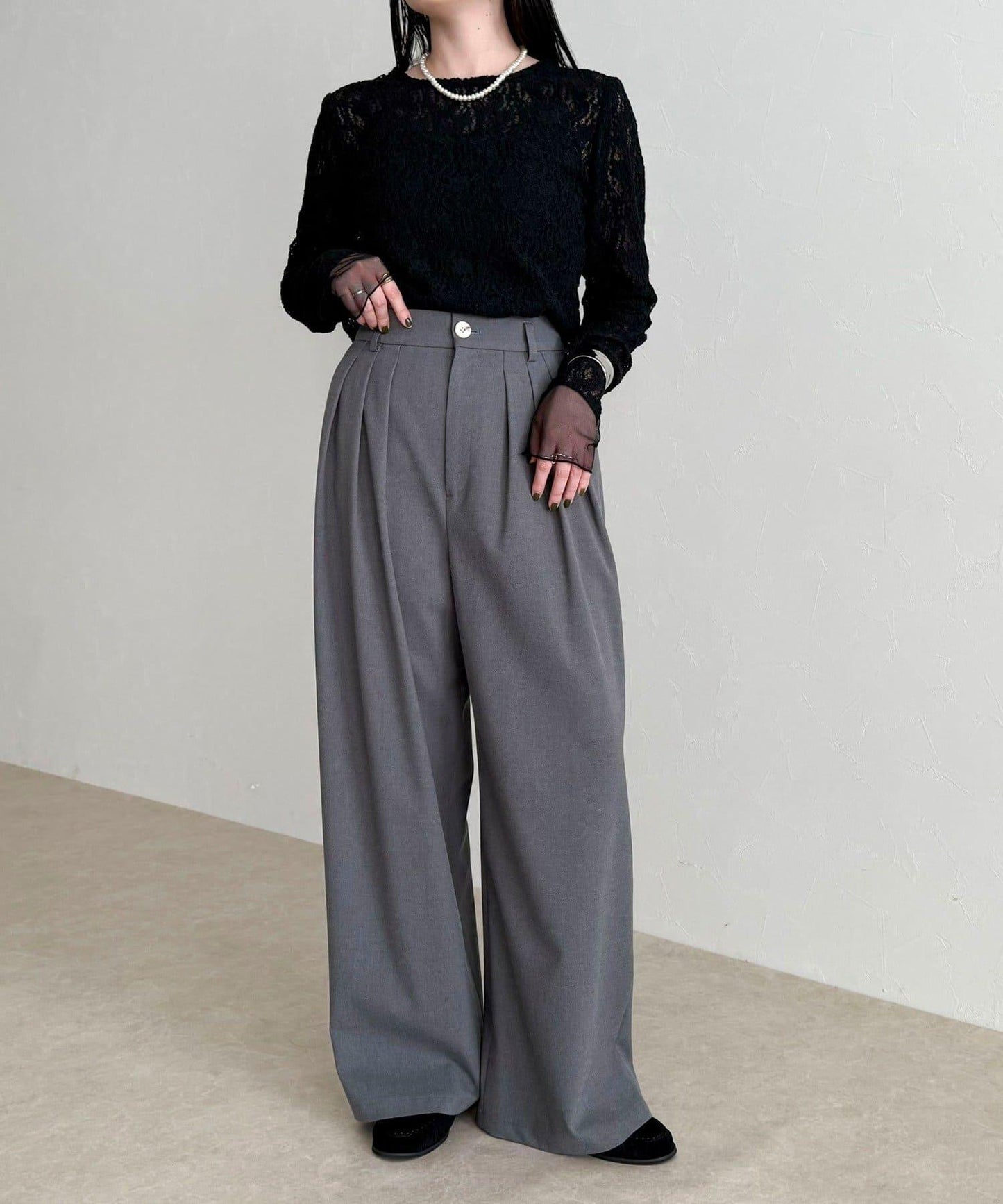 網紗拼接蕾絲長袖T恤