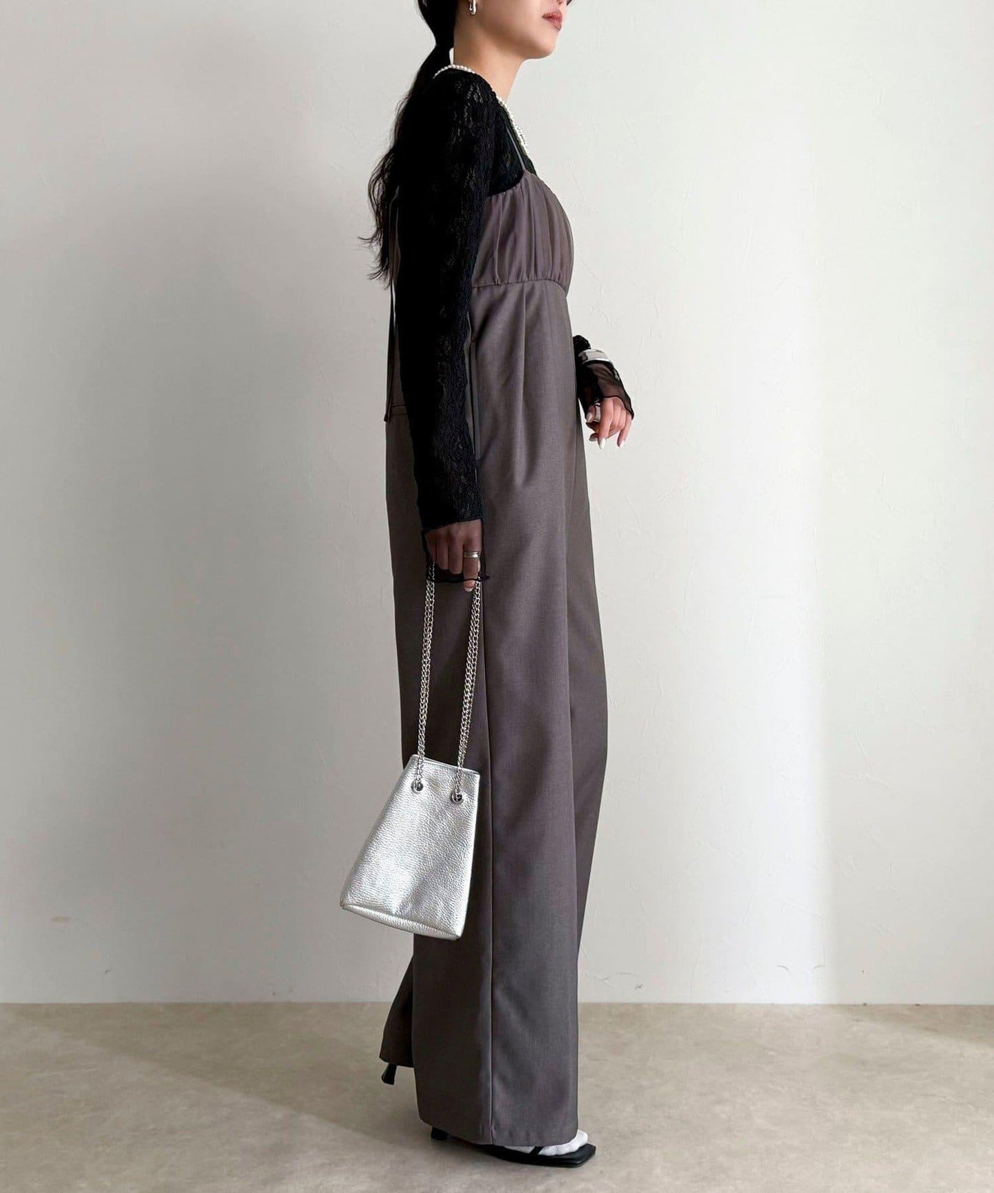 網紗拼接蕾絲長袖T恤