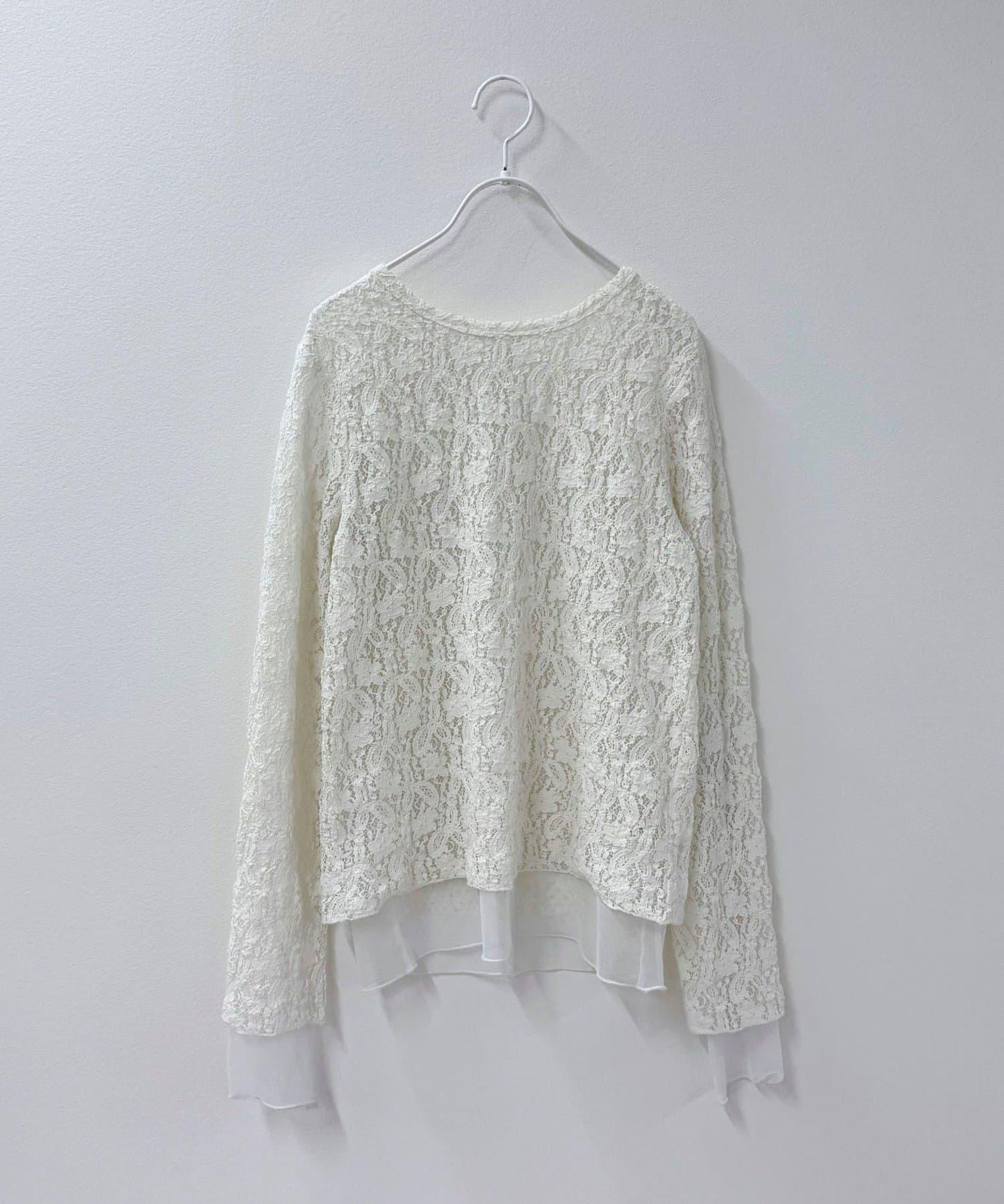 網紗拼接蕾絲長袖T恤