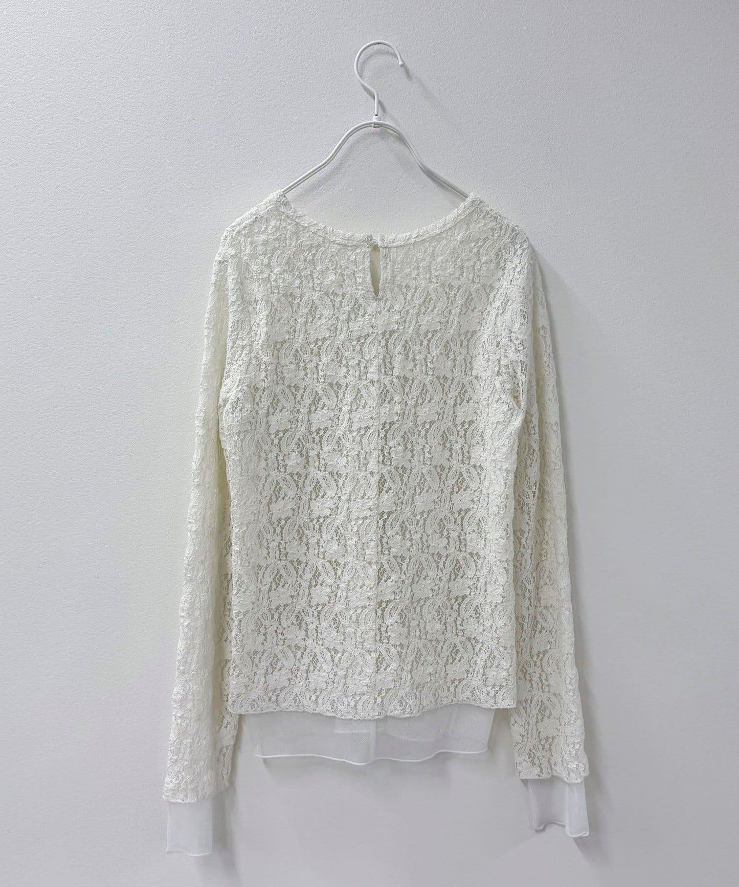 網紗拼接蕾絲長袖T恤