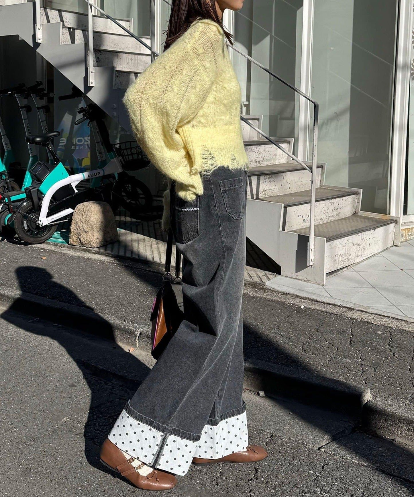 松織透膚麻花破損針織Polo衫