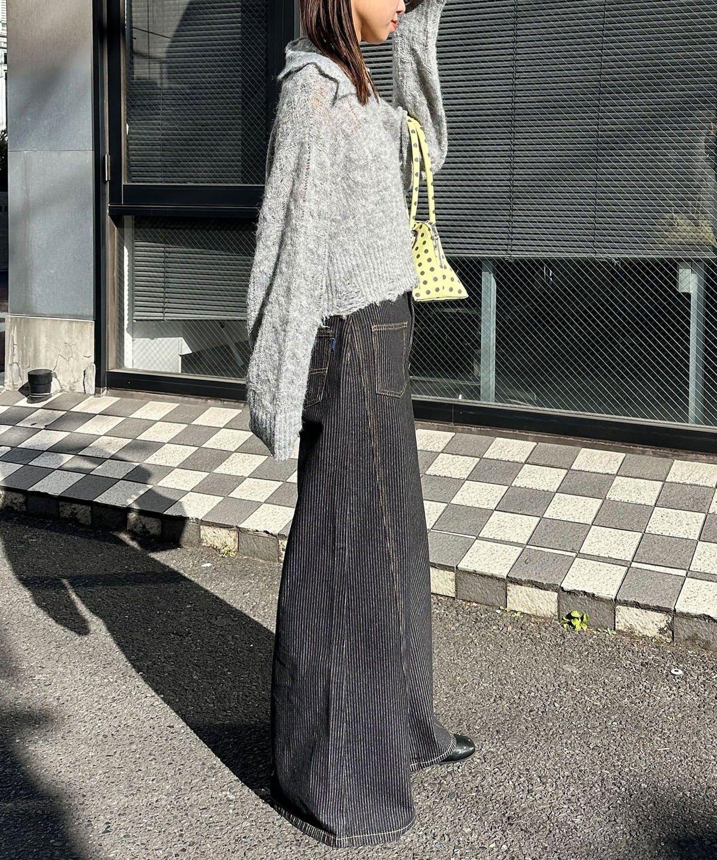 松織透膚麻花破損針織Polo衫