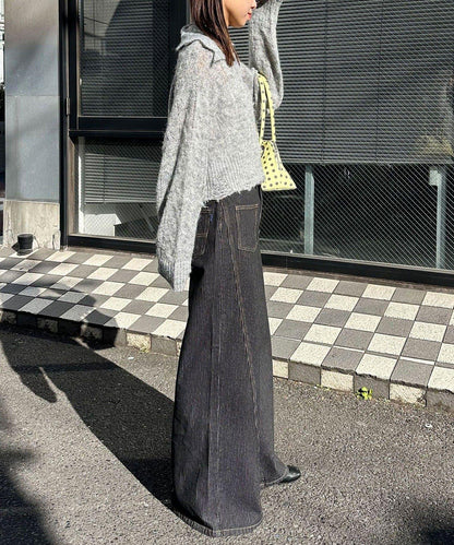 松織透膚麻花破損針織Polo衫