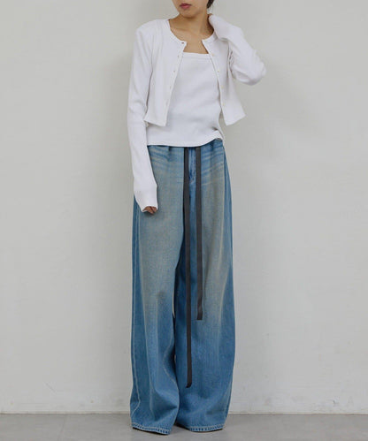 皮帶裝飾 軟質牛仔 牛仔褲