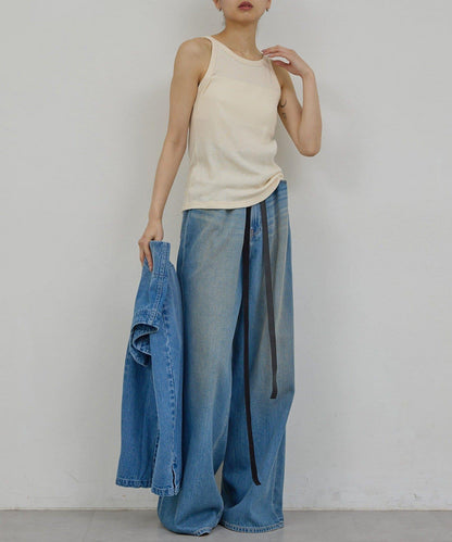 皮帶裝飾 軟質牛仔 牛仔褲