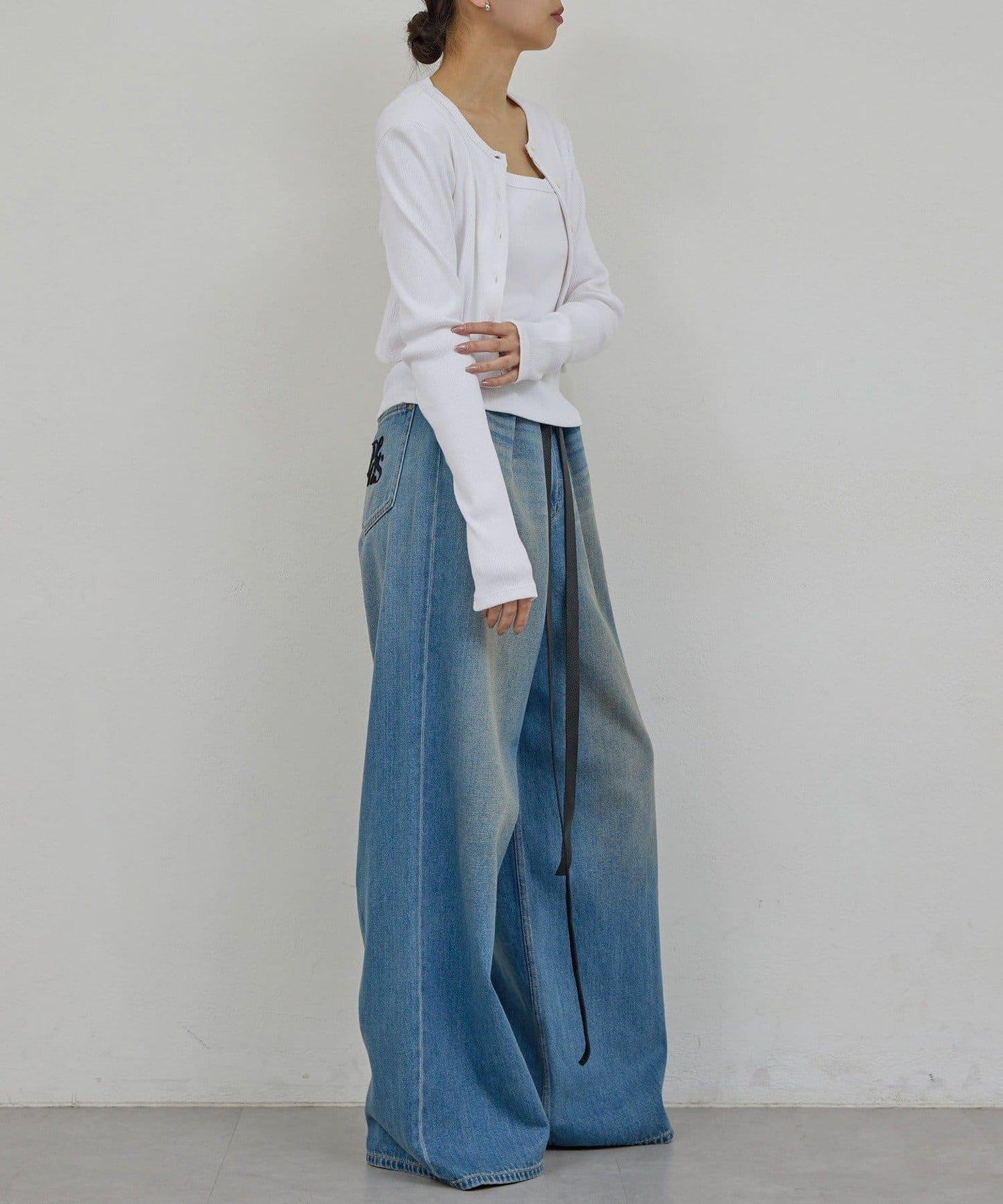 皮帶裝飾 軟質牛仔 牛仔褲