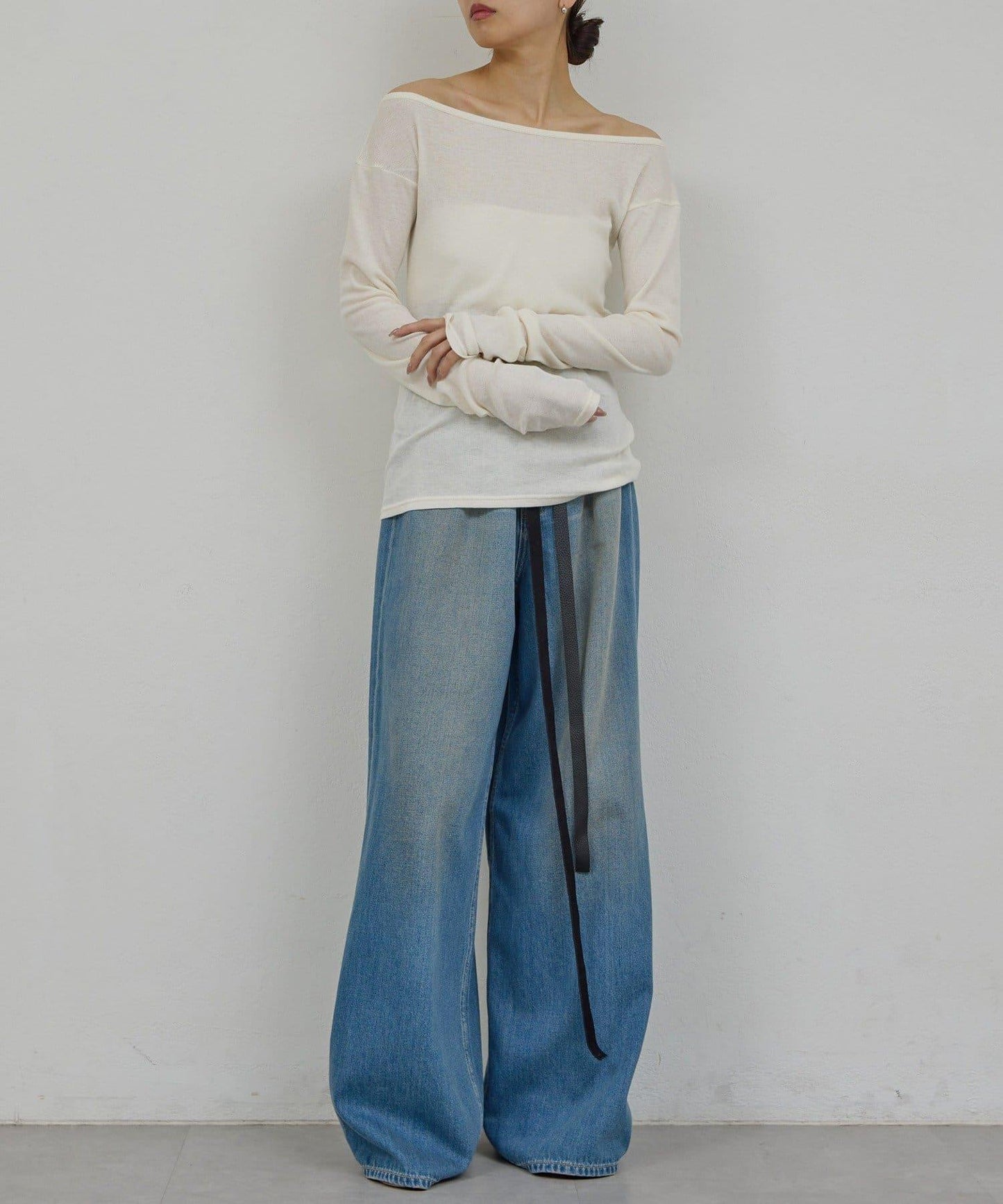 皮帶裝飾 軟質牛仔 牛仔褲