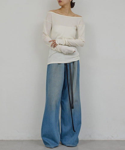 皮帶裝飾 軟質牛仔 牛仔褲