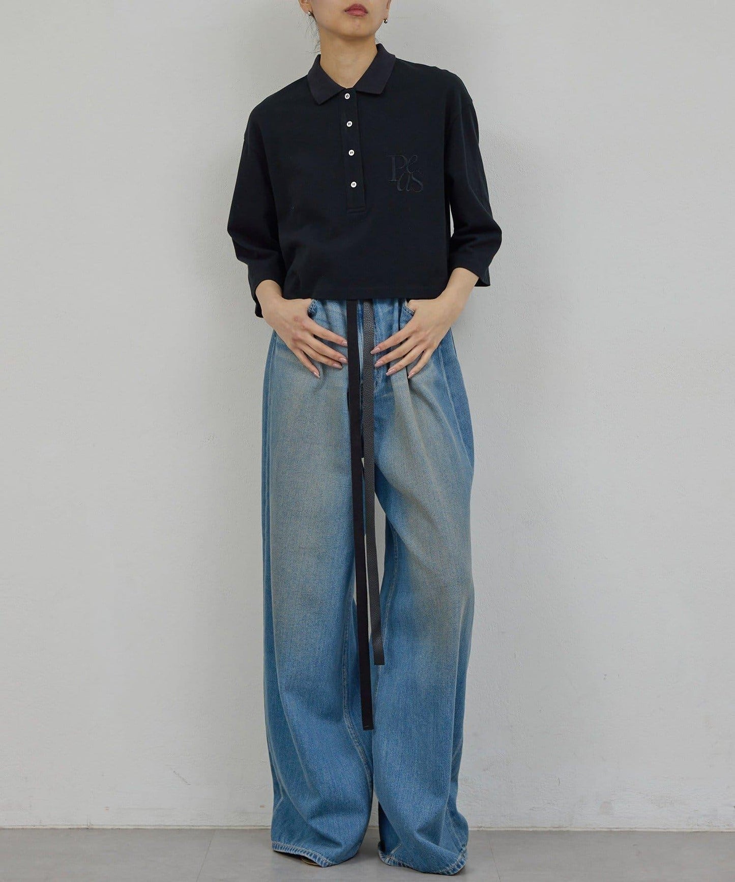 皮帶裝飾 軟質牛仔 牛仔褲