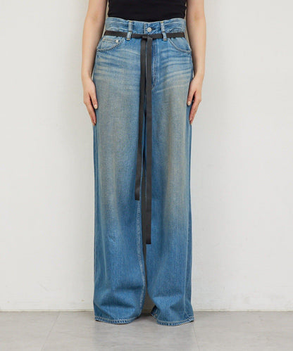 皮帶裝飾 軟質牛仔 牛仔褲