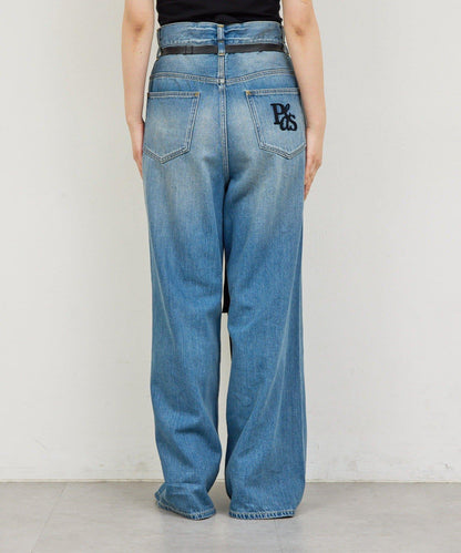 皮帶裝飾 軟質牛仔 牛仔褲