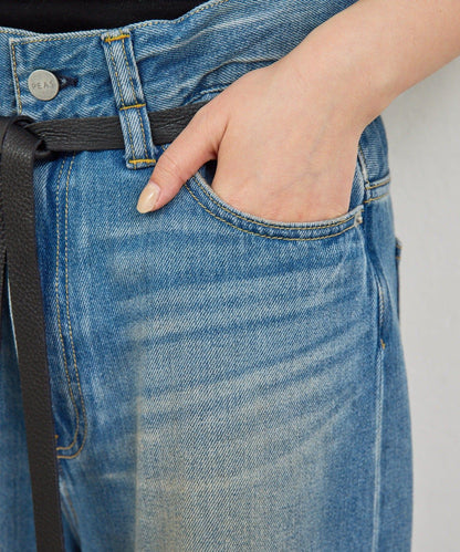 皮帶裝飾 軟質牛仔 牛仔褲