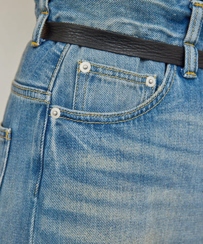 皮帶裝飾 軟質牛仔 牛仔褲