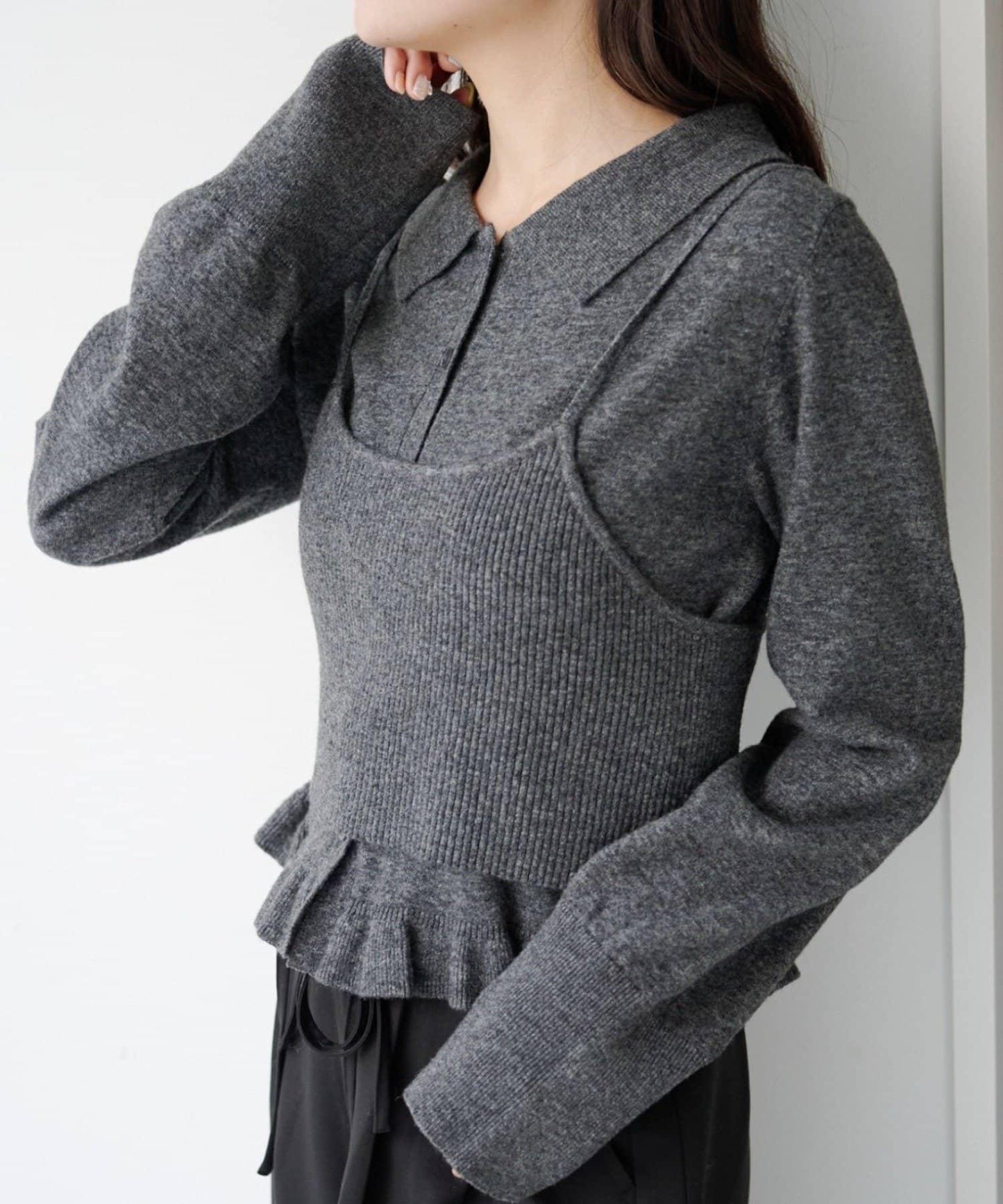 針織背心開衫套裝