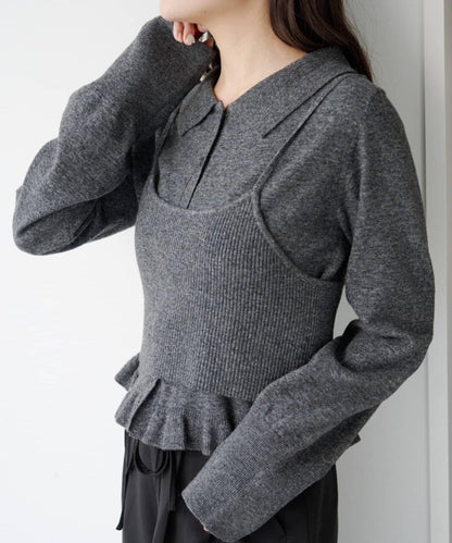 針織背心開衫套裝