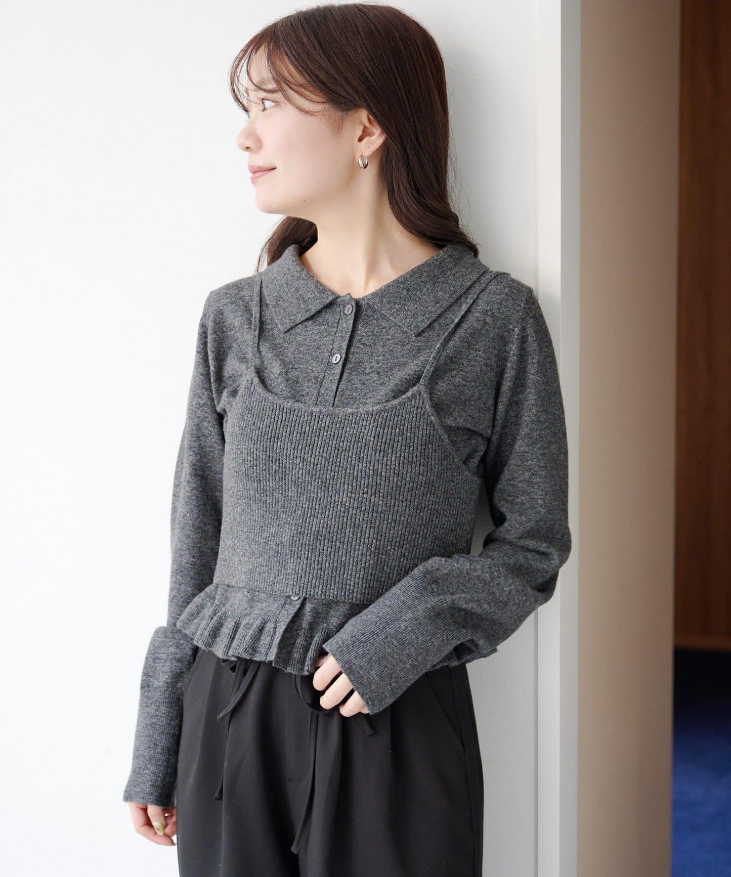 針織背心開衫套裝