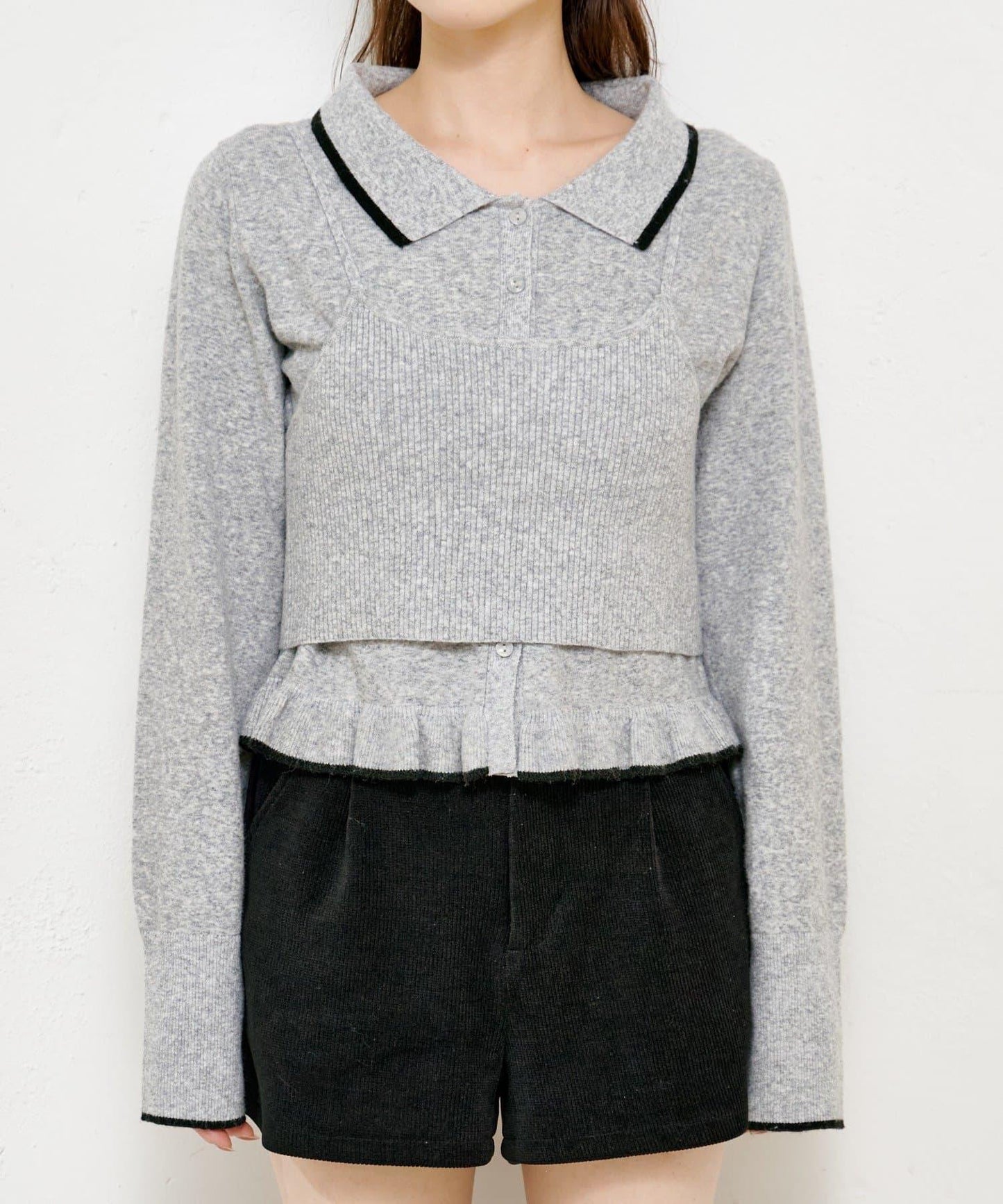 針織背心開衫套裝