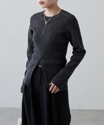 前拉鍊設計針織上衣