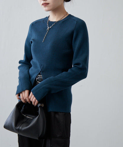 前拉鍊設計針織上衣