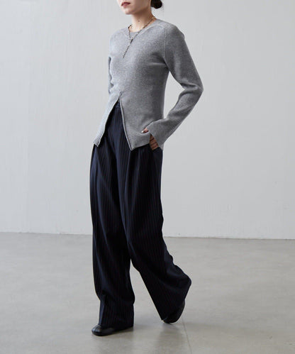 前拉鍊設計針織上衣