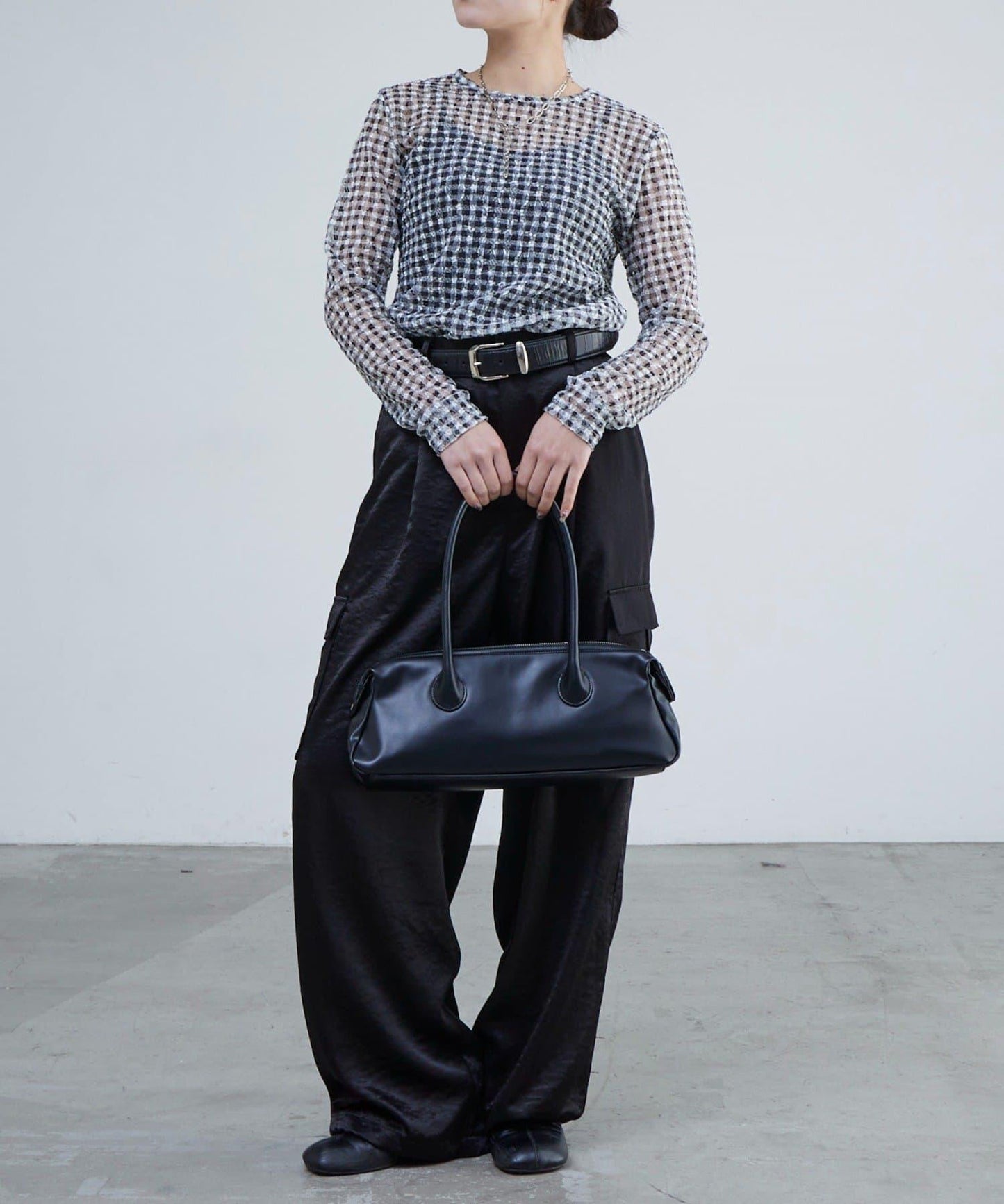 蕾絲格紋印花 上衣