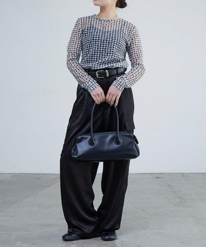 蕾絲格紋印花 上衣