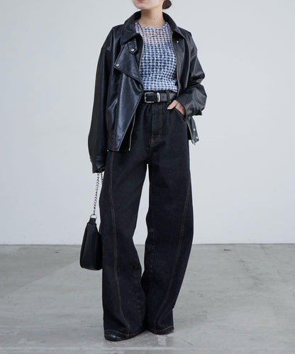 蕾絲格紋印花 上衣