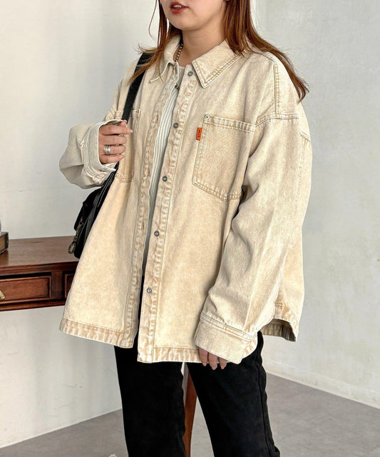 彩色牛仔 寬鬆 襯衫