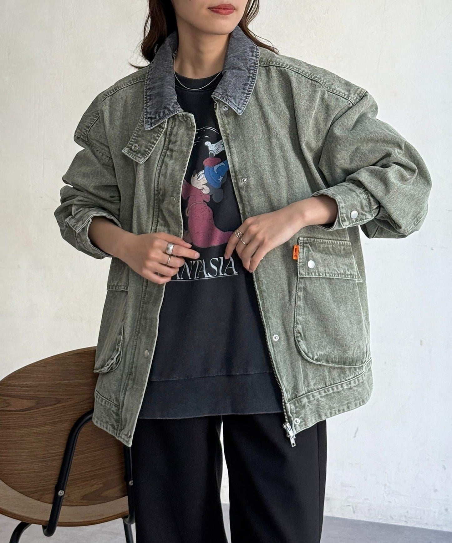 配色領部獵裝夾克