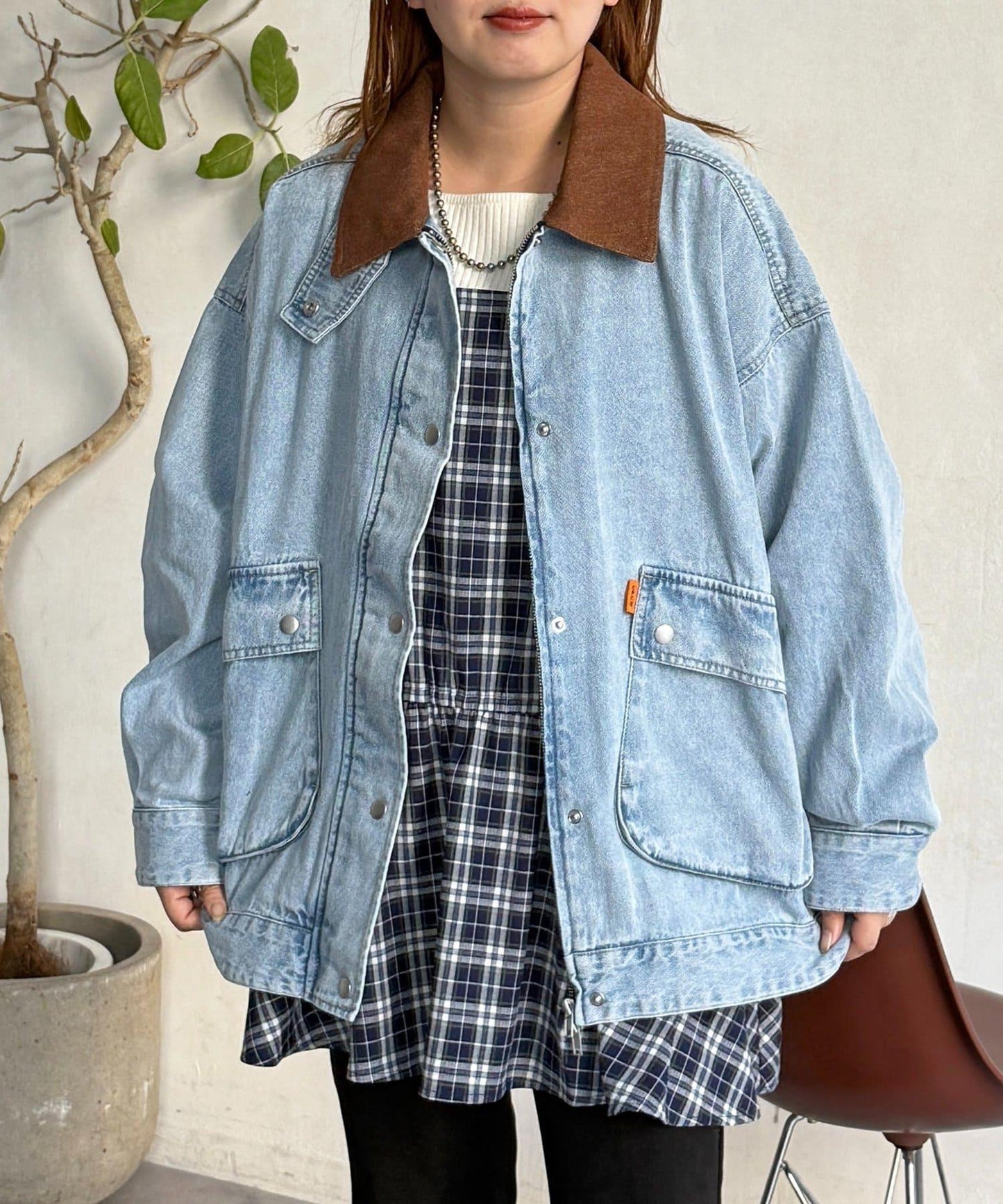 配色領部獵裝夾克