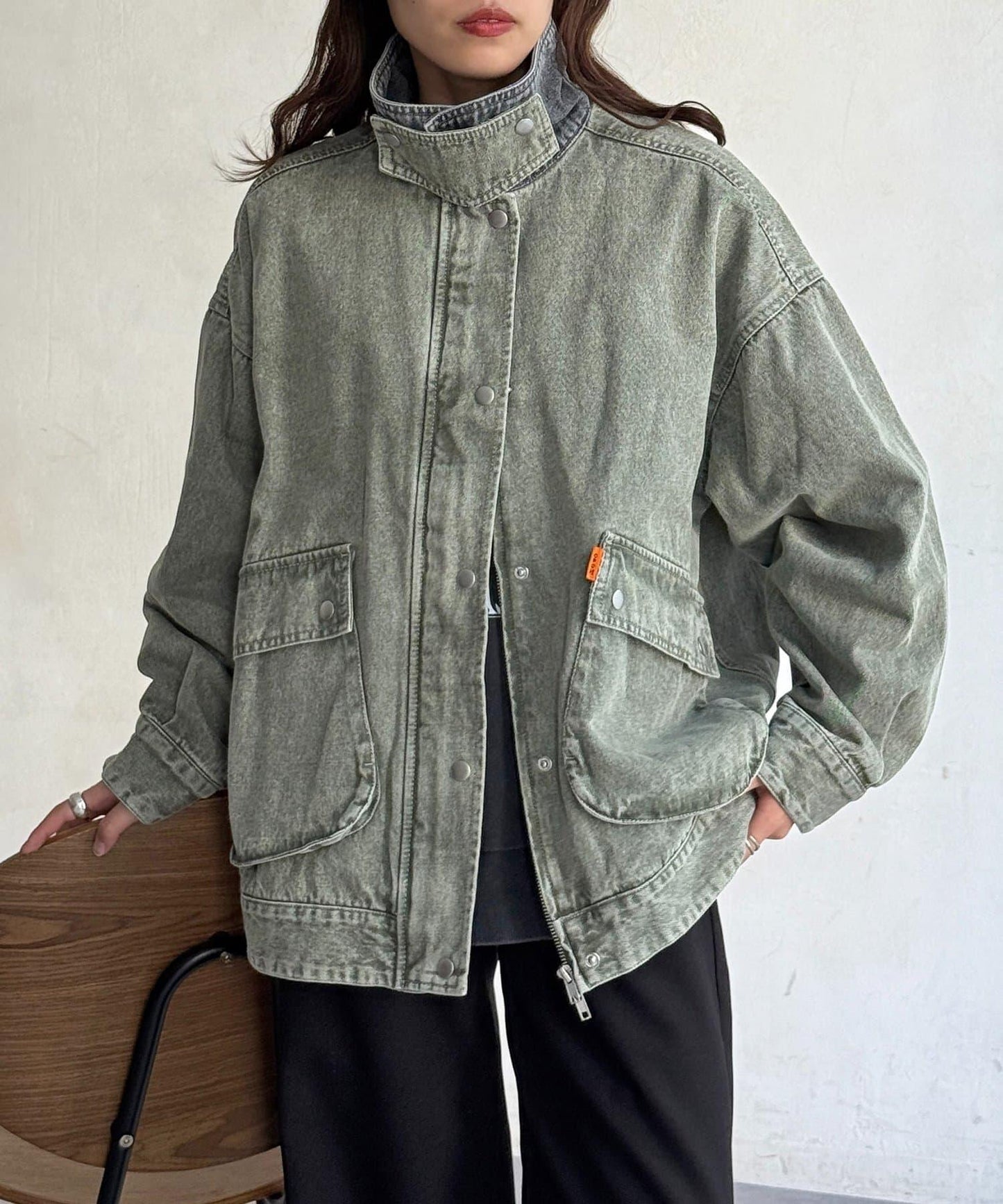 配色領部獵裝夾克