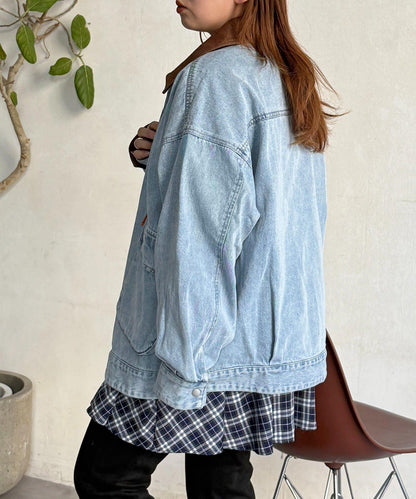 配色領部獵裝夾克