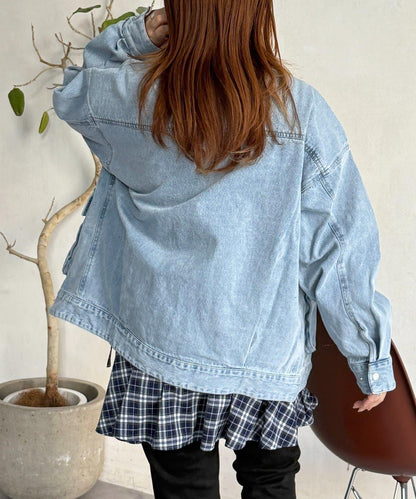 配色領部獵裝夾克