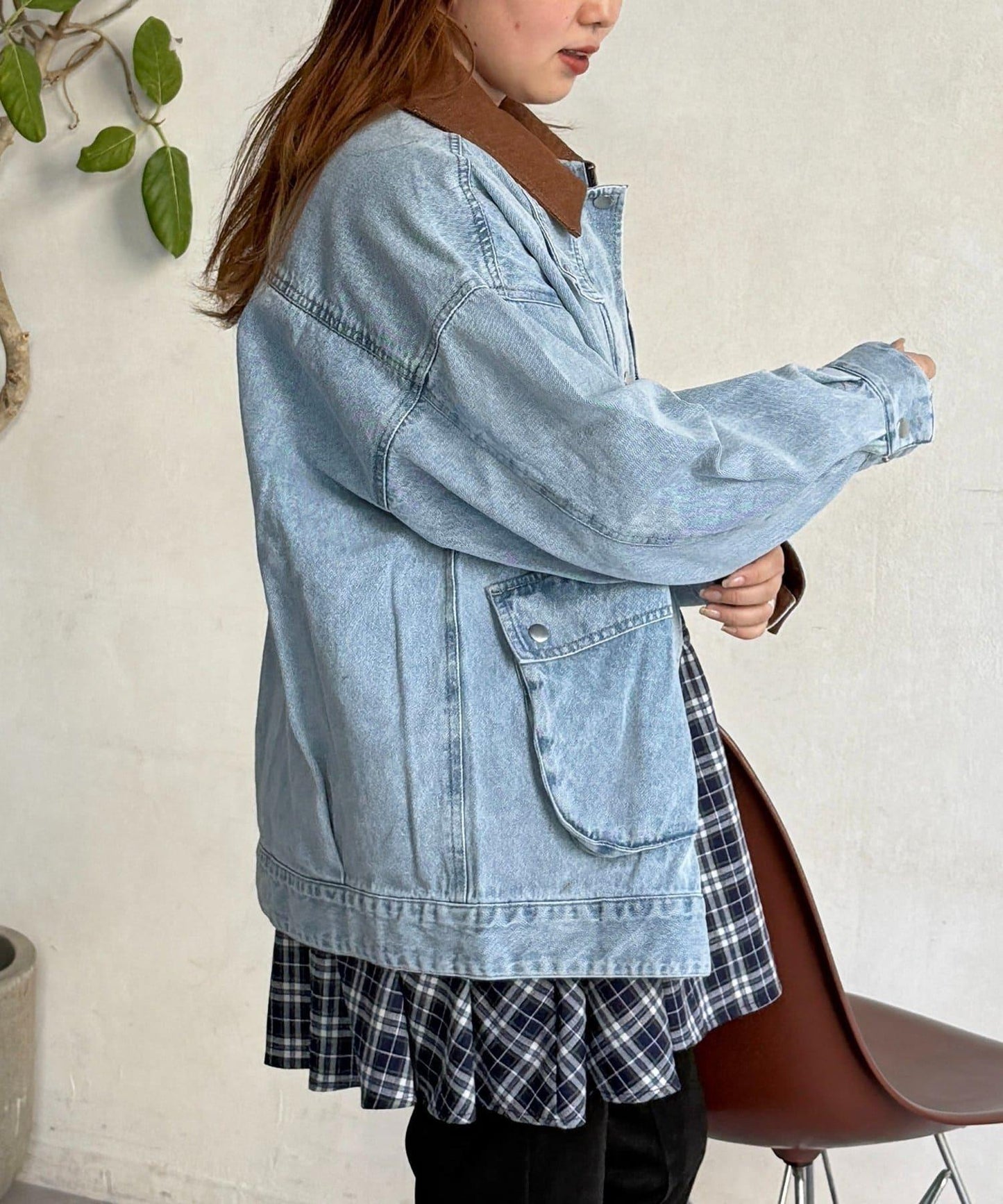 配色領部獵裝夾克