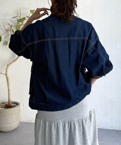 配色領部獵裝夾克